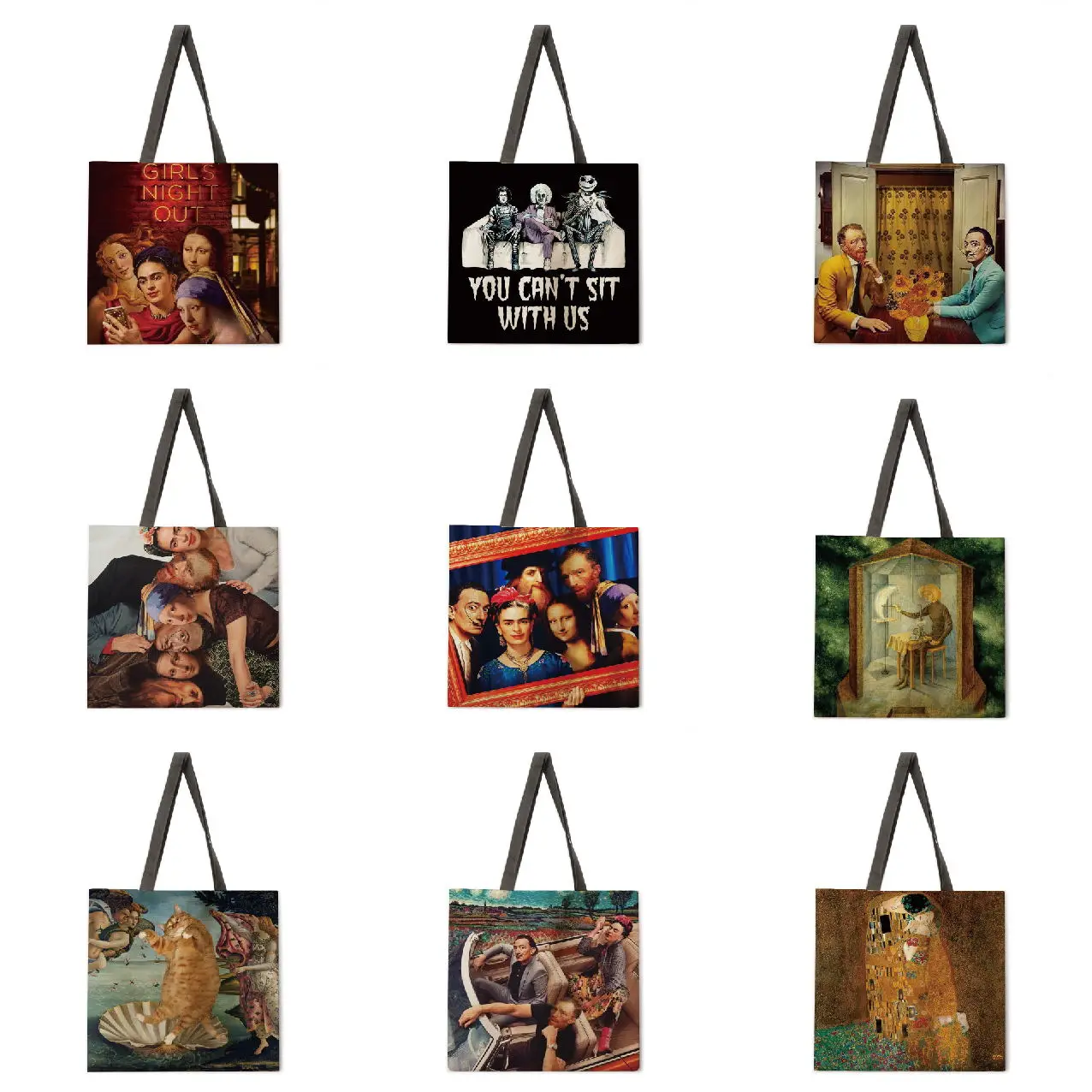 

Classic oil painting linen bag handbag light shoulder bag large capacity eco-friendly shopping bag tote bag