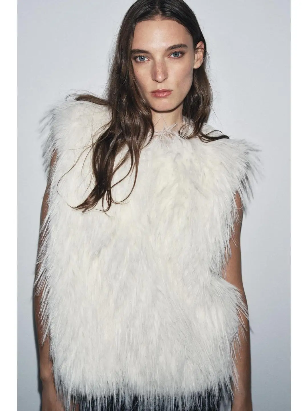 

Early Autumn Metal Hook Closure Artificial Fur Effect Svel Vest round Ne Women's plus Size Ele Sle Thiened