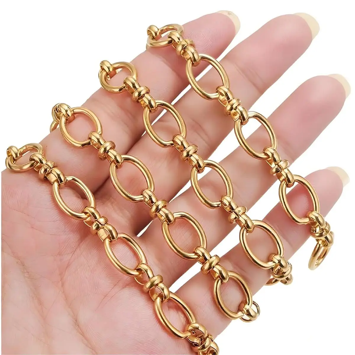 1M New Stainless Steel Link Chain 10mm Wide Knot Shape 8 DIY Bracelet Necklace Jewelry Decoration Handicrafts Garment Supplies