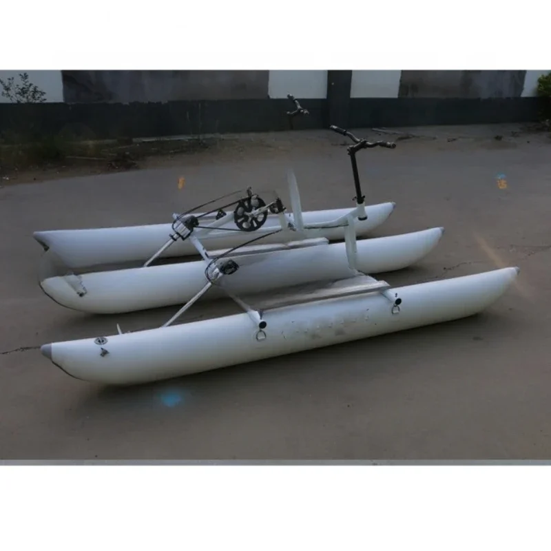 

2 Person Floating Alloy Water Pedal Bicycle , Inflatable Aqua Bike PVC Pontoon Water Bike