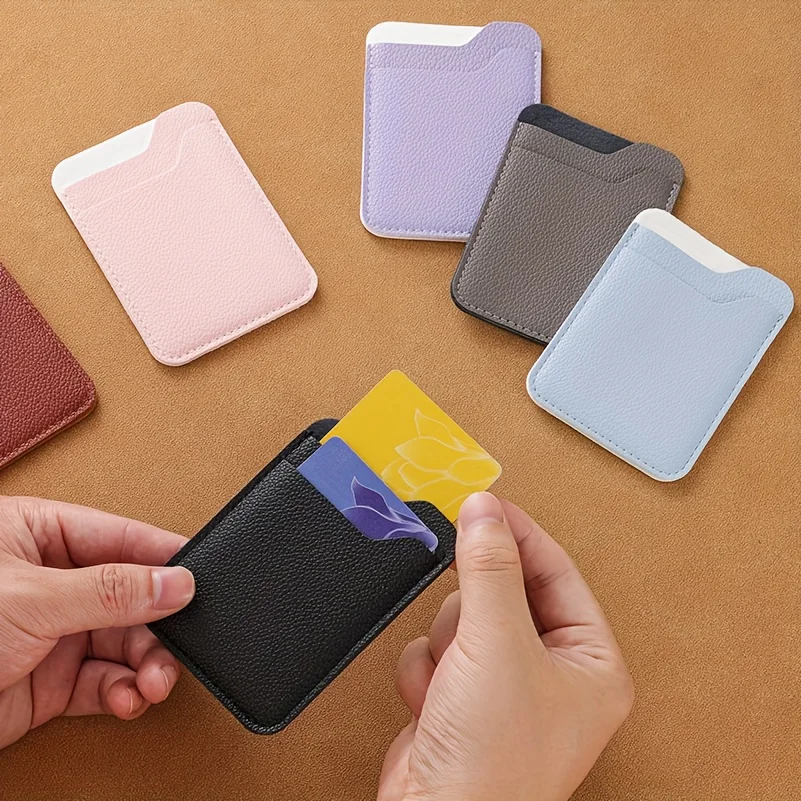 محفظة حامل بطاقات متعددة الأغراض للجنسين مع فتحتين للبطاقات، جلد صناعي متين، عنابي - منظم مدمج لبطاقات الهوية والنقود #1
