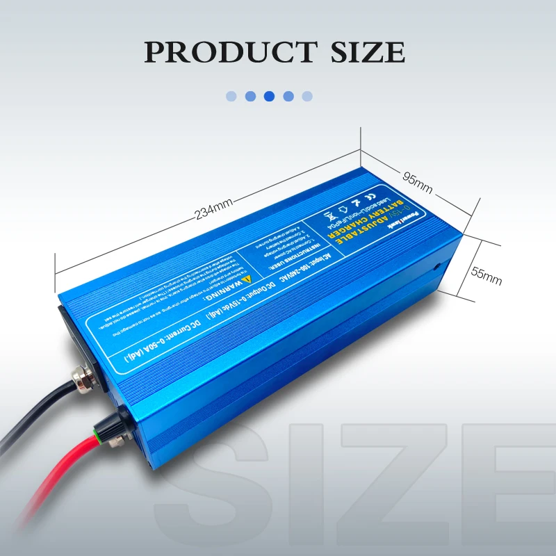 0-15v Lifepo4 Battery Charger 50A 60A Adjustabl Voltage/Current 750W Lithium Battery Fast Charger Adapter for 100ah 200AH 300AH