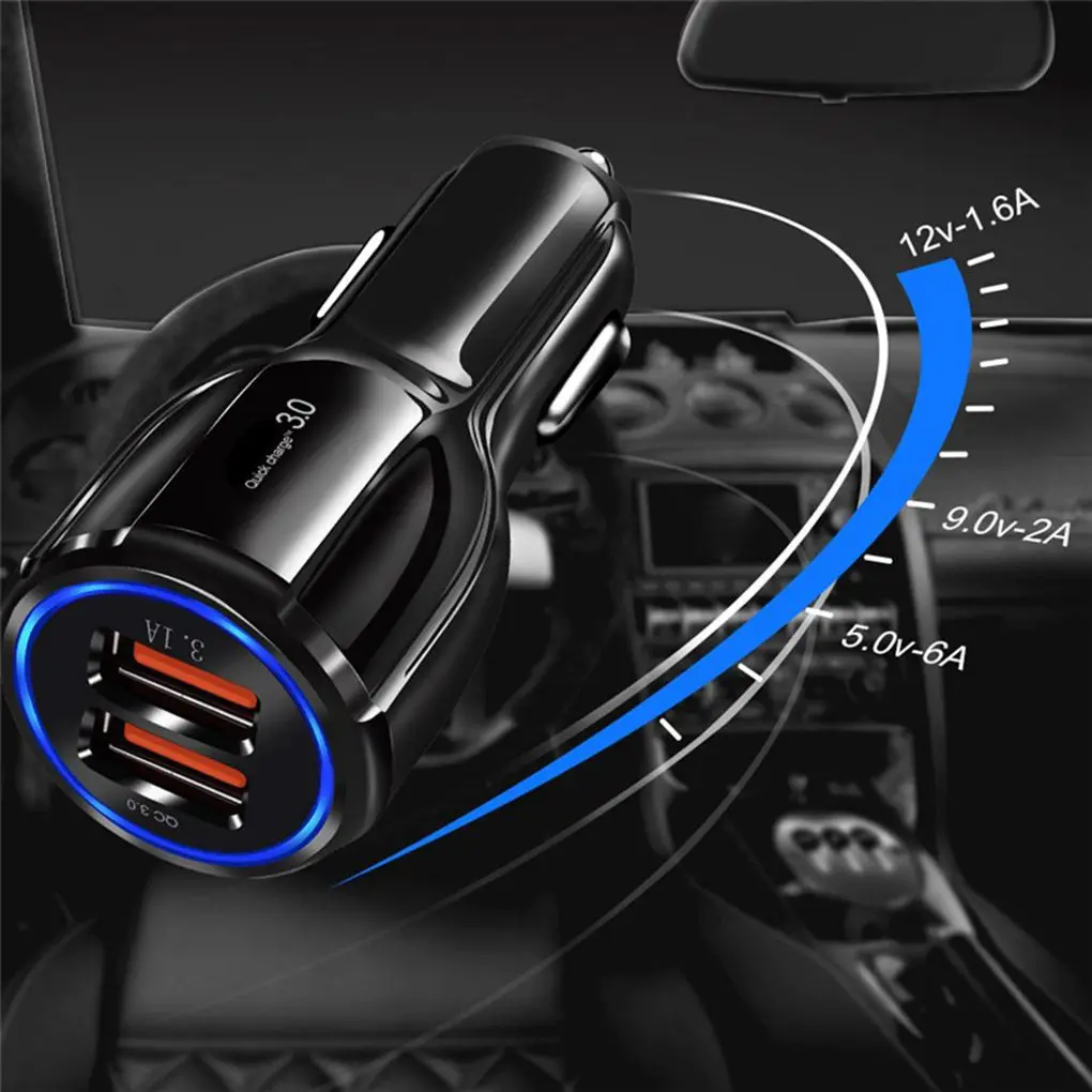 

Usb Car Charger QC 3.0 5V 3.1A Universal Dual Usb Quick Mobile Phone Car Charging Adapter for Samsung