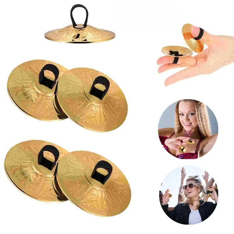 2/4pcs Copper Finger Cymbals Small Finger Cymbals Belly Dancing Mini Cymbals Musical Instrument Saucers Belly Dance Accessories