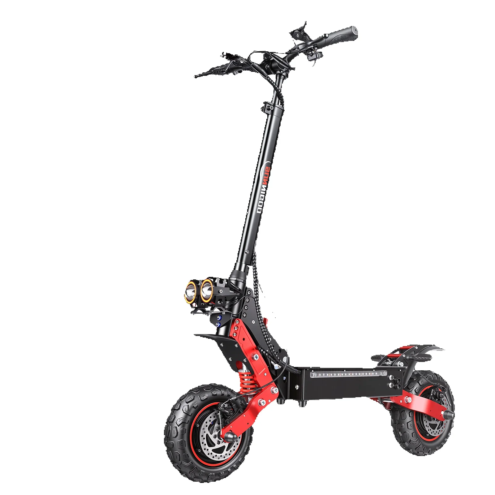 Hulajnoga elektryczna SUNNIGOO 3600W X7/X7PRO z podwójnym silnikiem, 48V, 65 km/h, dla dorosłych, 11-calowe koła terenowe, składana, z dużym wyświetlaczem centralnym, odblokowywanie NFC, regulowany — 2