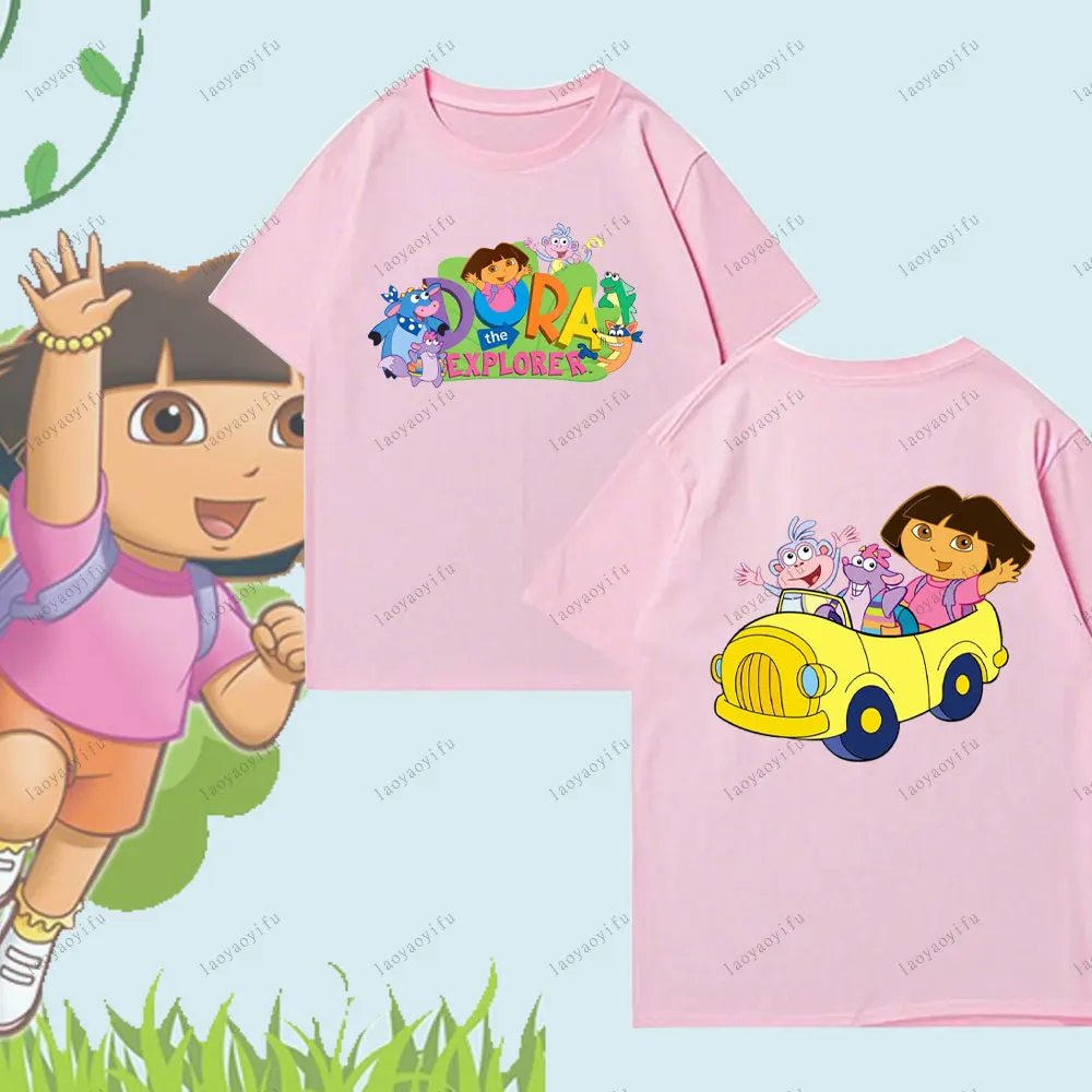 تي شيرت دورا ذا اكسبلورر اللطيف هاراجوكو بنمط الرسوم المتحركة للجنسين والنساء والرجال سويت شيرت قطني عالي الجودة موضة الشارع #1