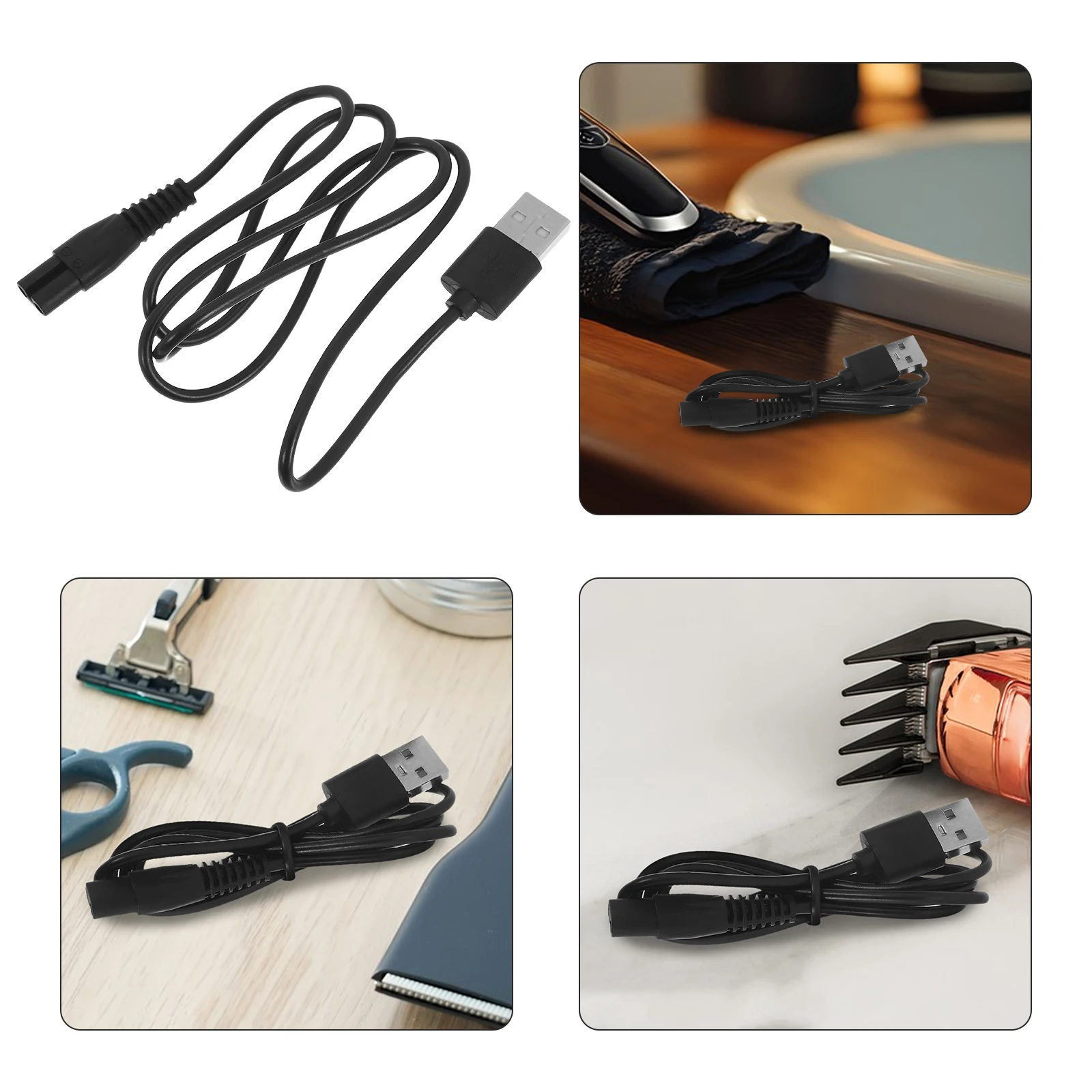 

2pcs Universal 8-Shaped Charging Cable 60Cm For Electric Shaver Razor Power Cord High-Conductivity Copper Wire Shaver Charging