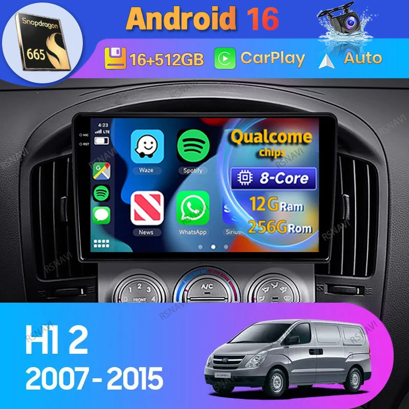 

Android 16 Car Radio For Hyundai H1 2 TQ 2007 2008 - 2015 Carplay Auto Multimedia Player GPS Stereo Video 360 Camera Navigation