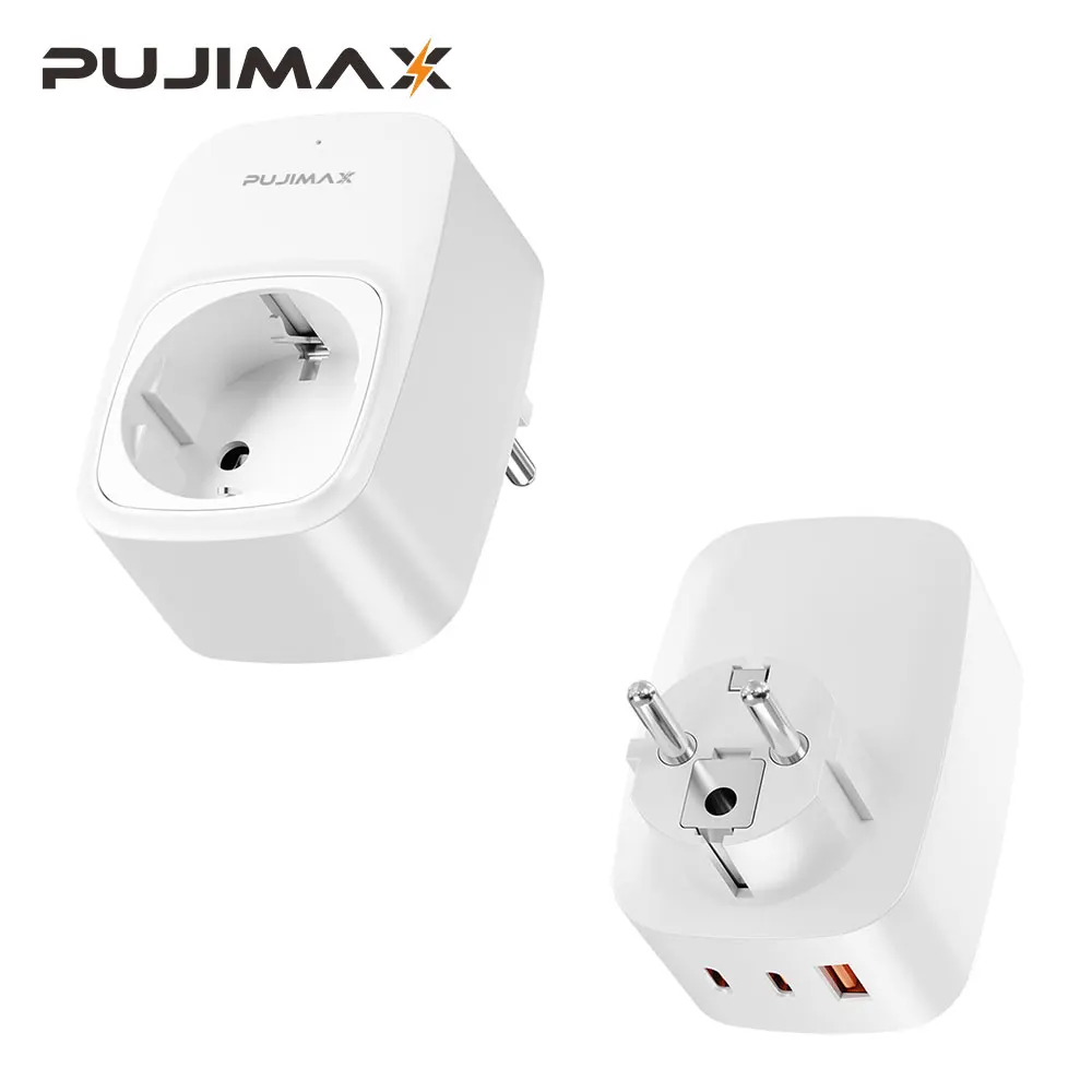 PUJIMAX EU Plug Wall Socket Extender With 1 AC Outlet 1 USB  and 2 Type C Multi Socket Fast Charger For Home Travel