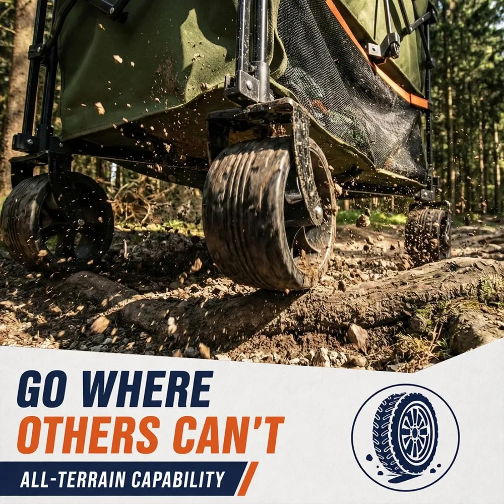 400L Double-Decker Wagon, 500 lb Capacity, 50 in Extender, Heavy Duty Utility Cart