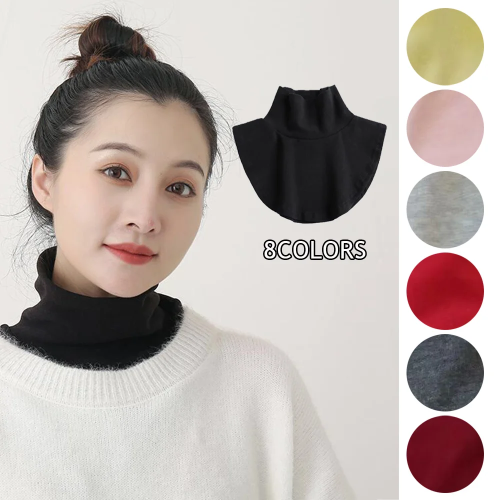 Women Men Soft Modal Turtleneck Fake Collar Solid Color Half Collar Extensions Mock Neck Cover Sweater Blouse Detachable Collar