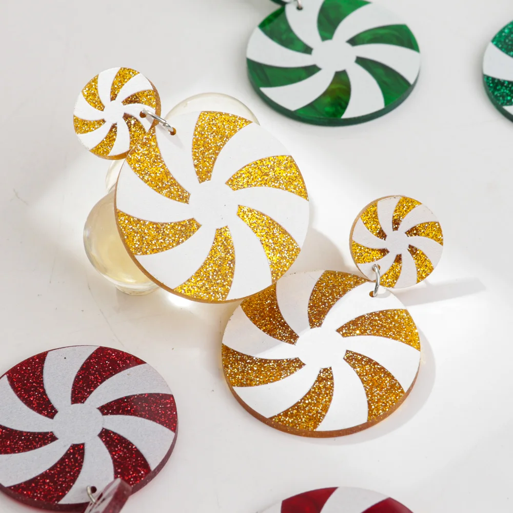 هدية عيد الميلاد بريق الكرة الاكريليك أقراط للنساء لطيف ملون عيد الميلاد الحلوى طاحونة استرخى القرط مجوهرات حفلة السنة الجديدة