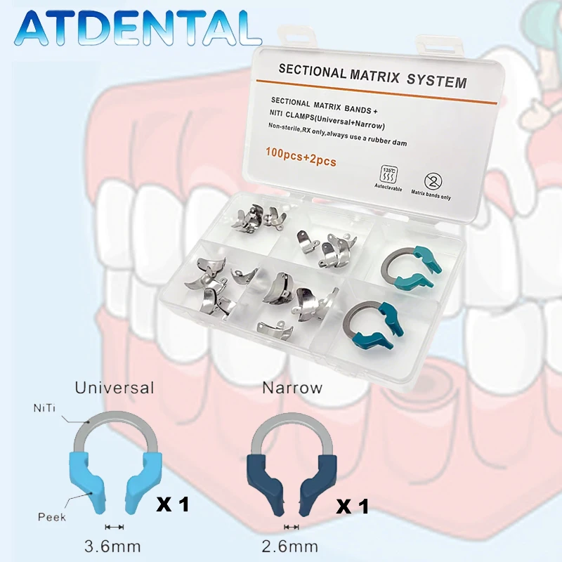 

Dental Matrix Bands Sectional Contoured System Metal Matrices Matrix Clamp Nickel Titanium Ring Dental Restoration Tool
