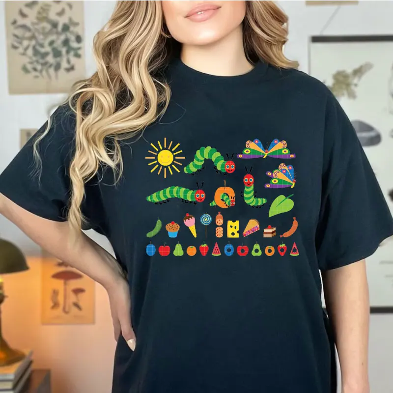 ولكن لم يزال جائع كاتربيلر الجرافيك تي شيرت الكتب للأطفال كتاب قراءة القمصان العودة إلى المدرسة المعلم الحياة التي شيرت