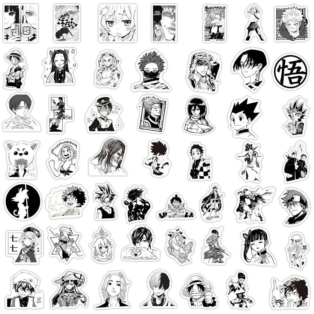 50/100PCS Mix Anime Demon Slayer Dragon Ball One Piece Stickers Decorative Laptop Car Bike Sticker for Children\'s Toys Gift