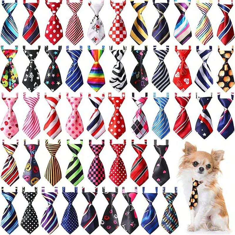 10 PCS Dog Neck Tie Adjustable Cat Collars Assorted Patter Puppy Bow Ties Grooming Accessories for Small Pet Dogs Cats Birthday