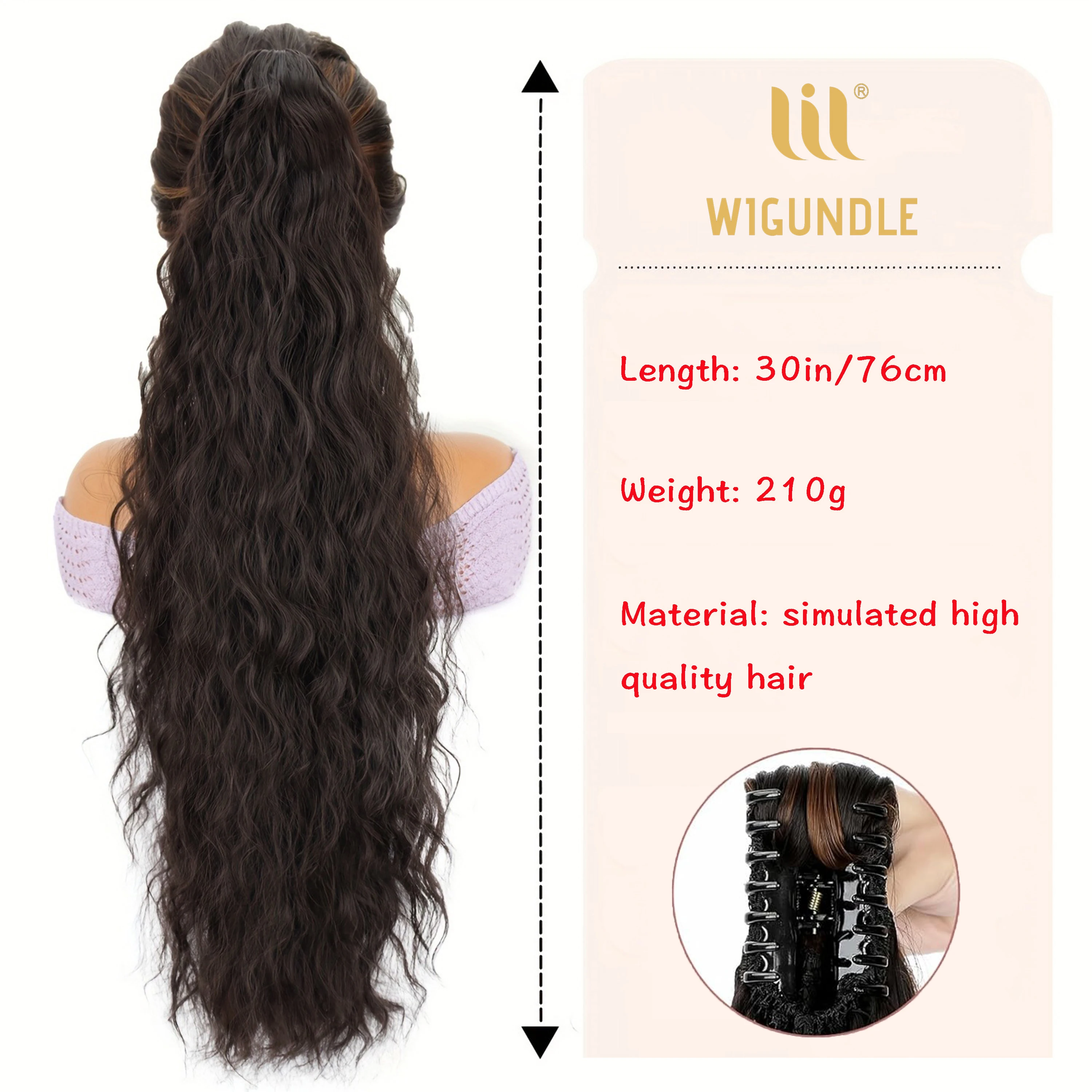 Claw Clip Ponytail Extension for Women Long Wavy Hair Extensions Fluffy Natural Looking Synthetic Clip in Ponytail Hairpiece