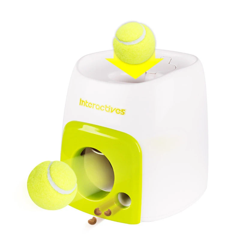 Dog Tennis Launcher Dogs Chase Automatic Toys Food Smart Feeder Mmachine Pet Ball Thrower Interactive Training Reward Machine