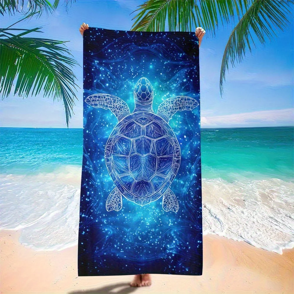 Beach towel blue star turtle pattern sunscreen and windproof suitable for beach pool camping travel beach blanket