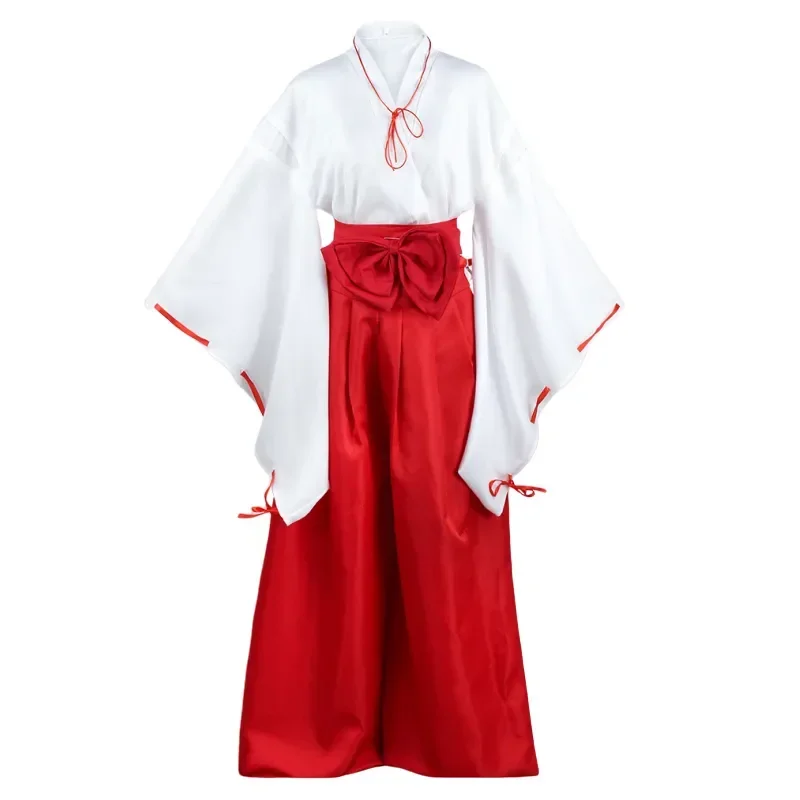 Anime Inuyasha Kiky Kikyō Cosplay Costume Witch Japanese Kimono Performance Clothes Wig with Tops Skirt Uniform Halloween Party