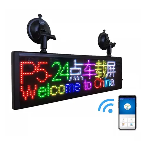 P5 LED Screen Panel Phone APP Programmable LED Sign Full Color 20"X6" SMD Scrolling Message Car Window Digital LED Display