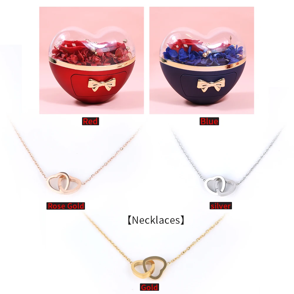 Romantic heart-shaped jewelry box and stylish necklace, the perfect gift for her on Valentine's Day, Mother's Day, or birthdays