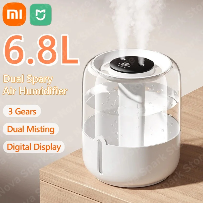 Xiaomi 6.8L Large Capacity Air Humidifier USB Dual Spray Home Office Bedroom Desktop Low Noise With Night Light Digital Display