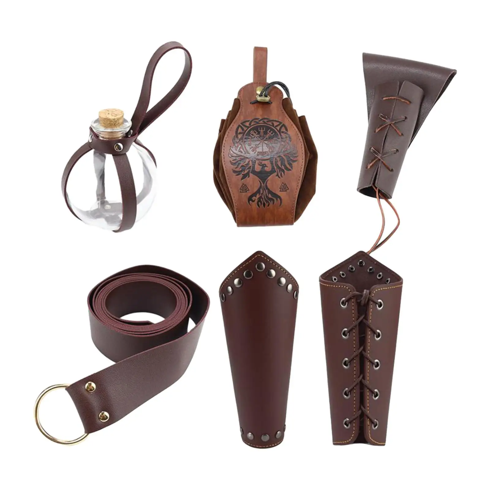 Accesorios de disfraz de caballero Medieval para hombre y niño, accesorios de Cosplay de estilo Vintage, Retro, para familia, adultos y niños, 5 piezas