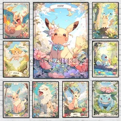 Pokemon Japanese Anime Peripheral Poster Decor Pikachu Charizard Wall Art Watercolor Canvas Painting Modern Room Decor Picture
