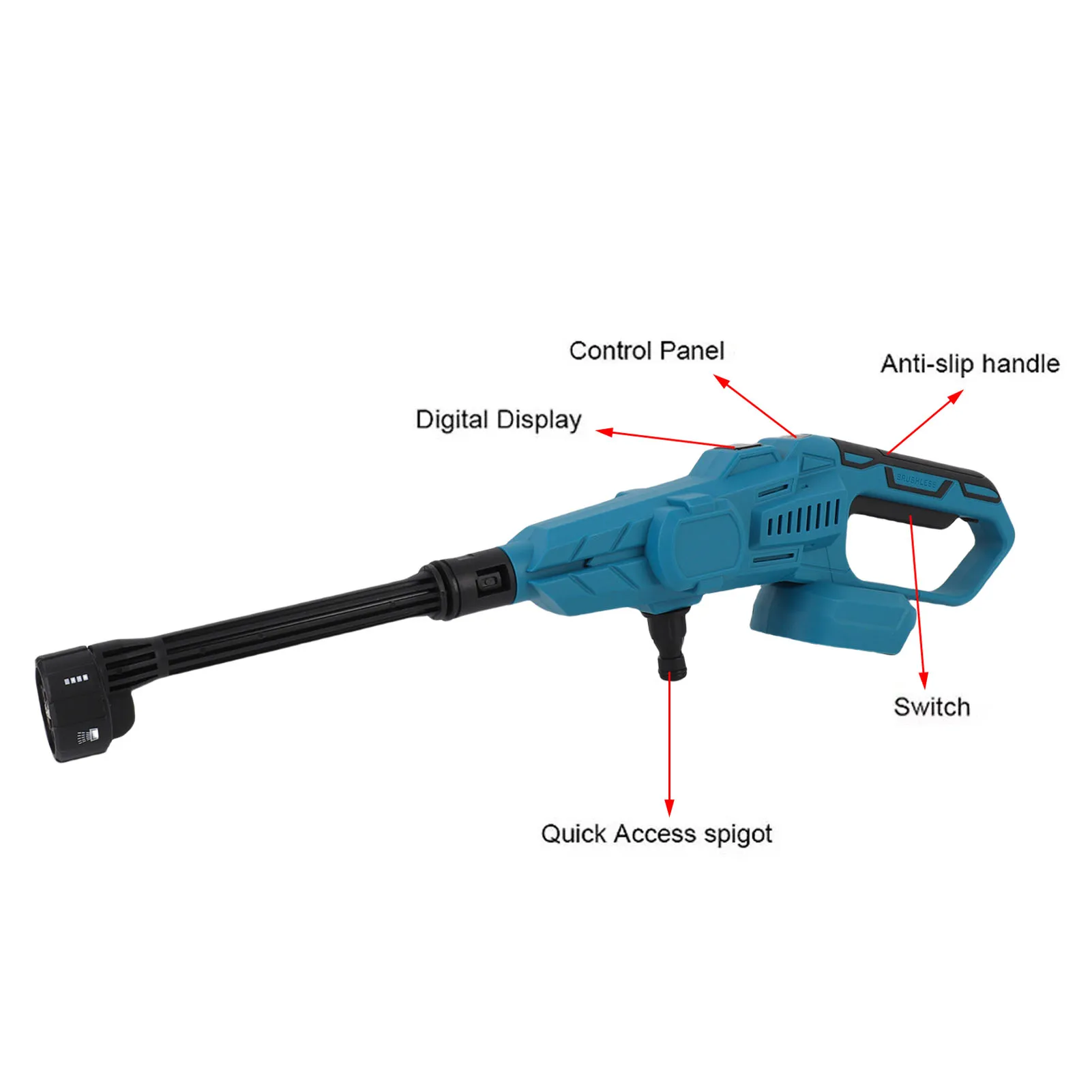 جهاز تنظيف يعمل بالضغط العالي اللاسلكي 250Bar متعدد الوظائف 5 متر خرطوم يده جهاز تنظيف يعمل بالضغط العالي سهل التجميع لتنظيف ساحة السيارة
