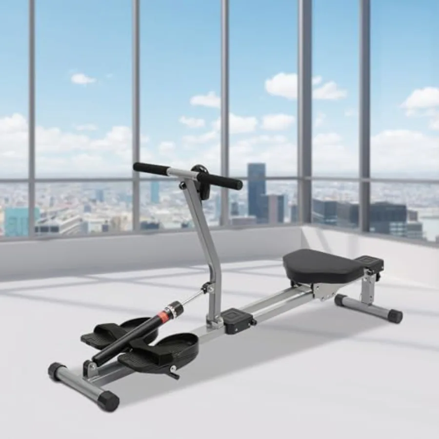 آلة التجديف القابلة للطي للمنزل التجديف الهيدروليكي مع 16 مستويات المقاومة 3 مستويات الارتفاع السكك الحديدية الشريحة المزدوجة 265 رطل الوزن السعة