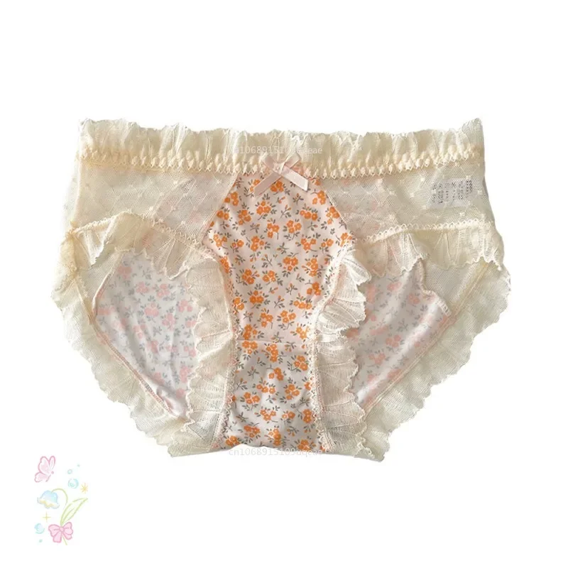 Sous-vêtements Sexy en dentelle pour femmes, culotte grande taille, slip en soie, taille moyenne, sans couture, à fleurs, Lingerie féminine, nouvelle collection