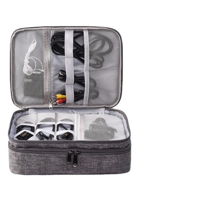 New Three-Layer Electronic Storage Bag, Ionic Polyester Multi-Function Digital Bag, Data Cable Power Bank Storage Bag