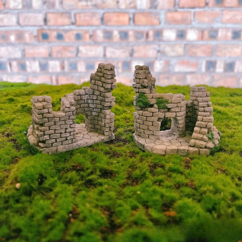 

Emulation Miniature Building Stone Door Wall Ruins and Crushed Stones Micro Landscape Sand Table Props Decoration Ornaments