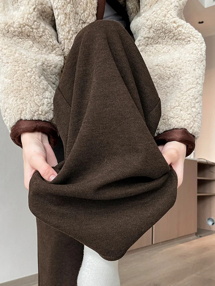 

Женские широкие брюки цвета хаки, осенне-зимние, новые, повседневные, с драпировкой, утепленные, узкого кроя, прямые брюки малого размера