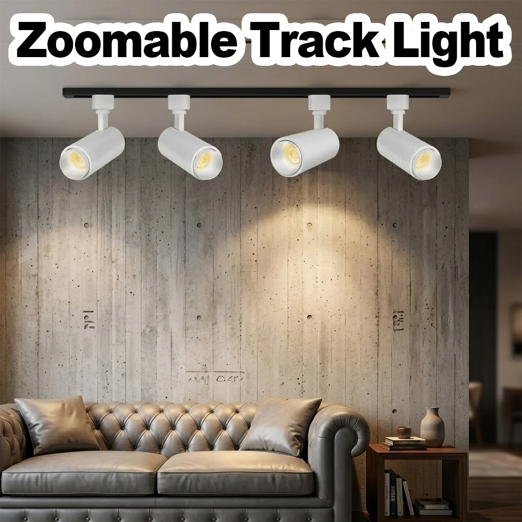 Zoomable 12W LED Track Light Adjustable Remote Control Rail System Indoor COB Dimmable Ceiling Spotlight H Type Fixtures