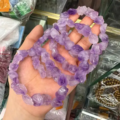 Pulsera de amatista Natural con forma Irregular para mujer, cuentas de piedra para fabricación de joyas, pulsera de diseño DIY para regalo