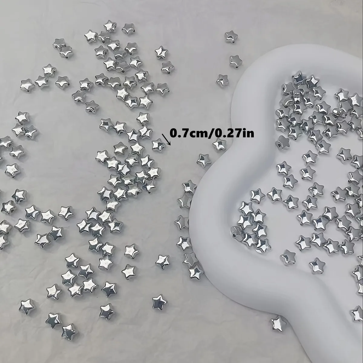 400/200pcs 7mm Straight Silvery Hole Star Beads for DIY Handmade Making
