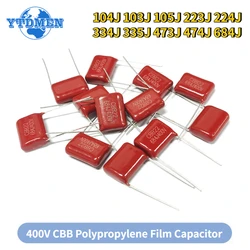 20 adet 400V CBB polipropilen film kondansatör 104 103 105 223 224 334 335 473 474 684 0.1UF 0.01UF 1UF CBB kondansatör kiti