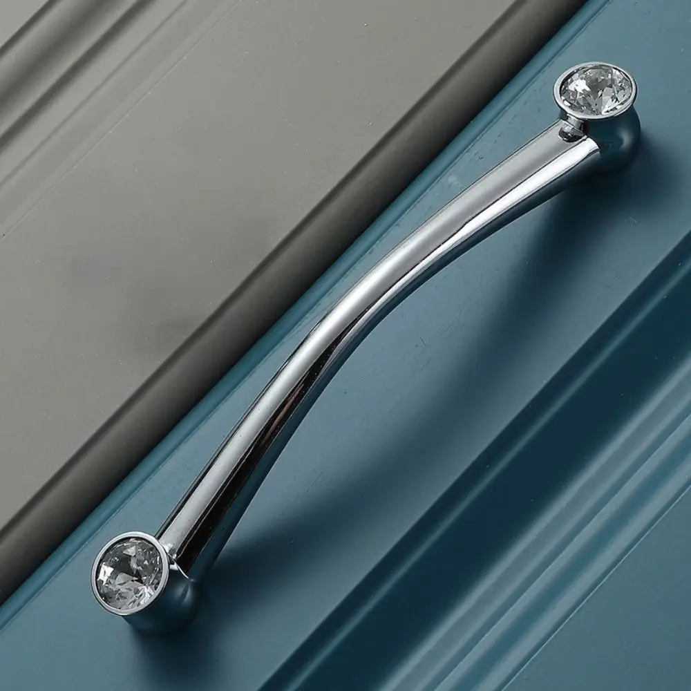 Zinc Alloy Cabinet Handles Crystal Accent Gold Finish Wardrobe Handles Screws Included Light Luxury Style Door Pulls Closet Door