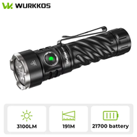 Wurkkos TS26S Rechargeable 21700 Powerful Flashlight 519A Max 3100LM IPX8 Magnet Tail & 3A Reverse Charging Self Defense Torch