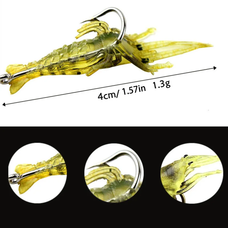 10PCS Soft Simulation Shrimp Prawn Lure Hook Crankbaits Fishing Tackle Fishing Lures Artificial Bait Wobblers for Trolling