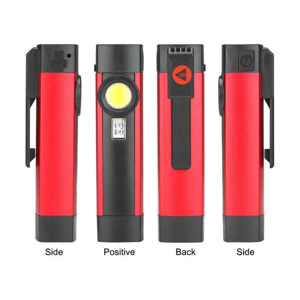 LED COB Flashlight USB Rechargeable Work Light 4 Mode Mechanic Inspection Lamp Hand Torch For Hunting Cycling Climbing Camping