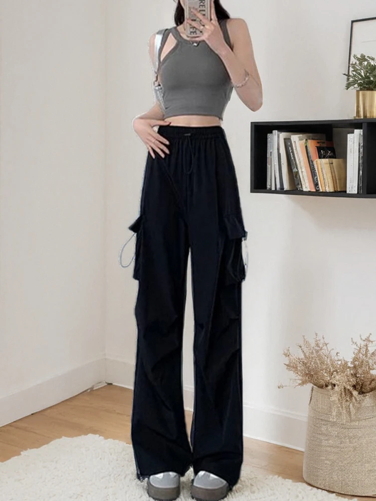 

Американские брюки-карго American Sle Qui Dry с широкими штанинами, тонкие, для весны, осени и лета, женские, маленькие размеры, прямые, повседневные