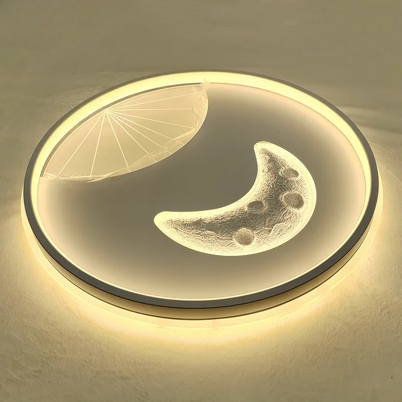 Minimally Ceiling light Space Moon Ceiling Lamp Circular LED Lights Ceiling Chandelier For Bedroom