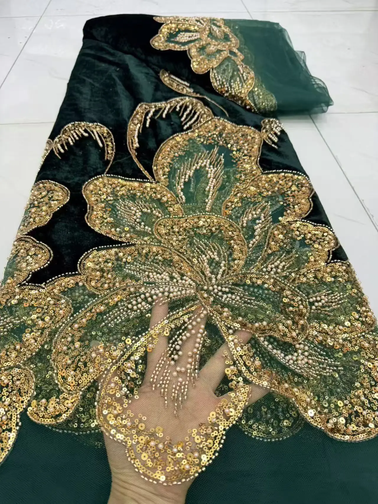 Skin friendl African Nigerian Lace Fabric for Sewing Velvet Sequins Embroidered Guipure Party Dress Wedding High Quality DP0534