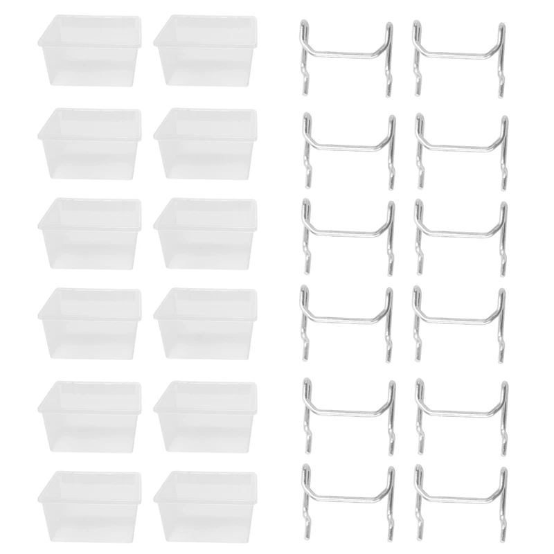 Hot 12 Pieces Pegboard Plastic Bins Kit - Pegboard Bins With Hooks - Pegboard Accessories Workbench Bins Fits To Peg Board