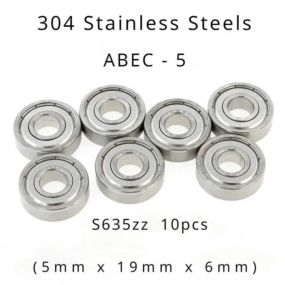 

Veekaft High Performance 304 Stainless Steels ABEC-5 Miniature Deep Groove Ball Bearings S635zz size:5mmx19mmx6mm of 10pcs