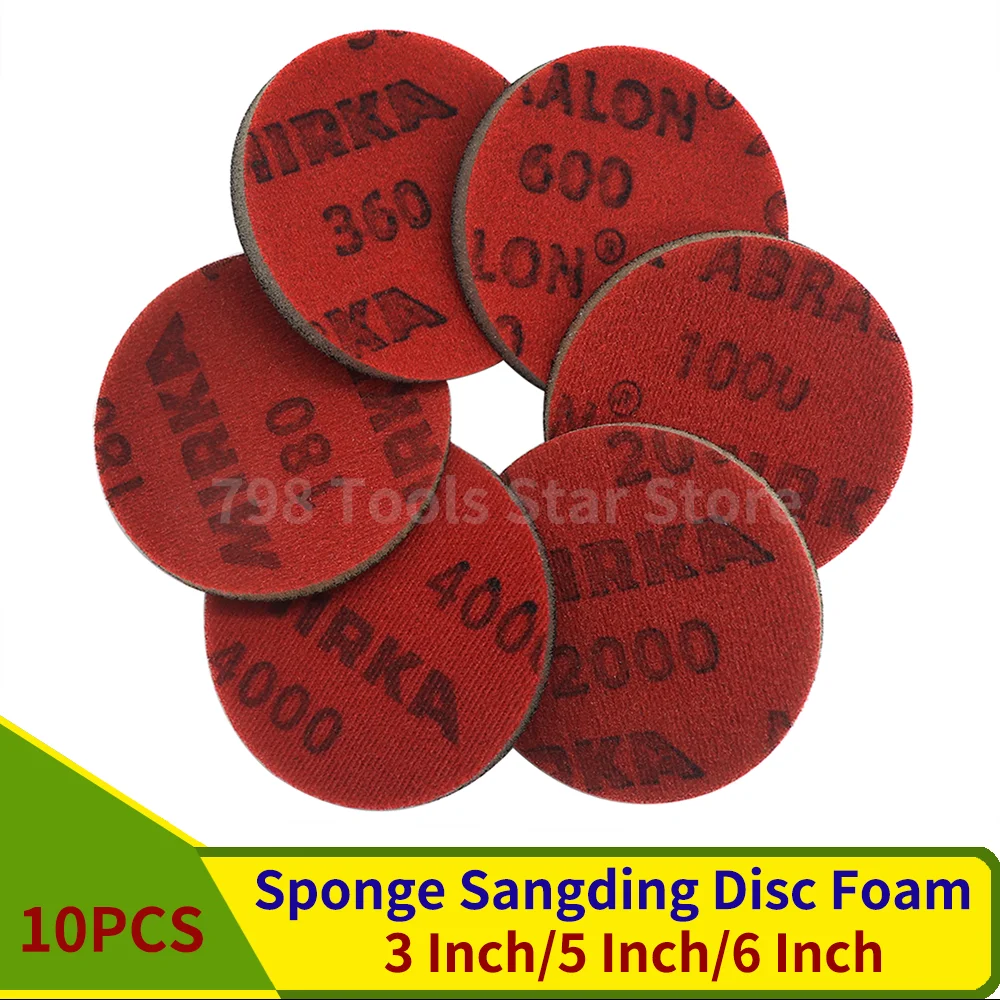 

10PCS 3/5/6 Inch Sponge Sangding Disc Foam Hook & Loop Round Sandpaper 180-4000 Grit Elastic Polishing for Mirka sandpaper Car