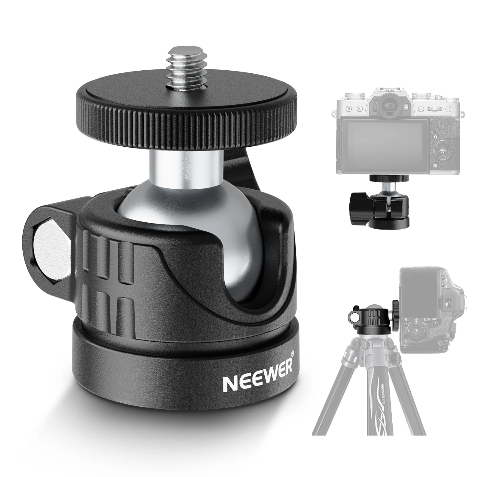 NEEWER Mini Ball Head, Portable Tripod Head Camera Mount Adapter for DSLR Action Cam Phone LED Ring Light Monopod Slider